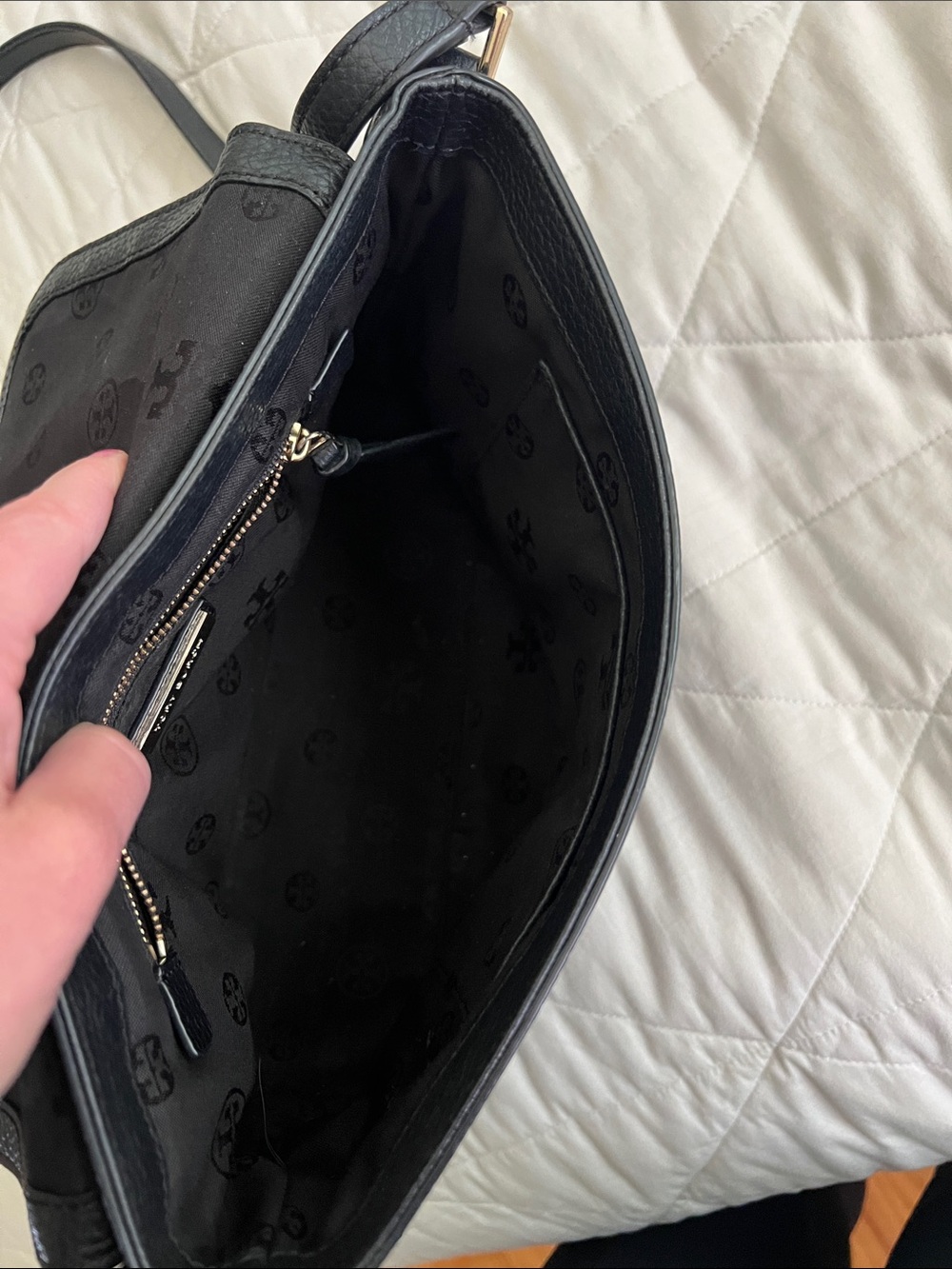 Tory Burch Thea Flap Crossbody Bag in Black with tassel - Picture 13 of 16
